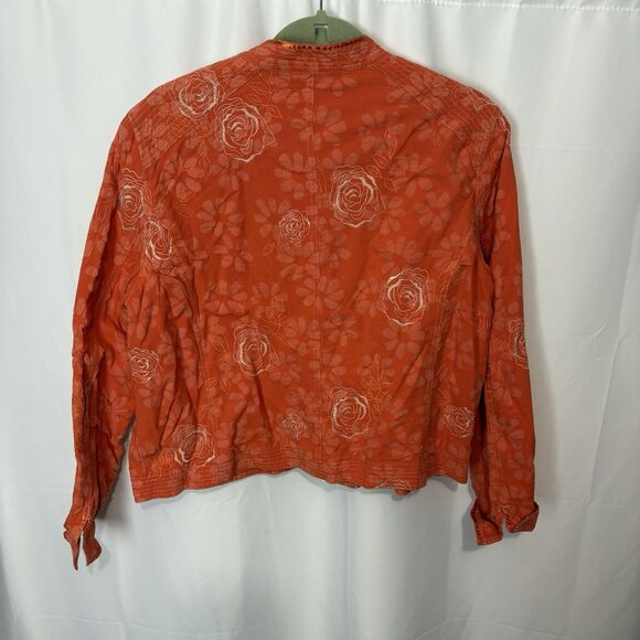 Vintage Mirasol Floral Jacket Womens Large Embroidered Orange Boho Bright Artsy - Picture 8 of 10
